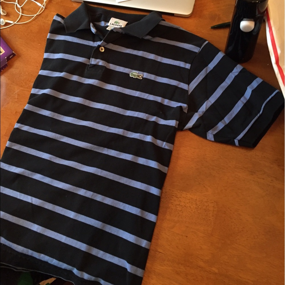 Lacoste blue striped polo