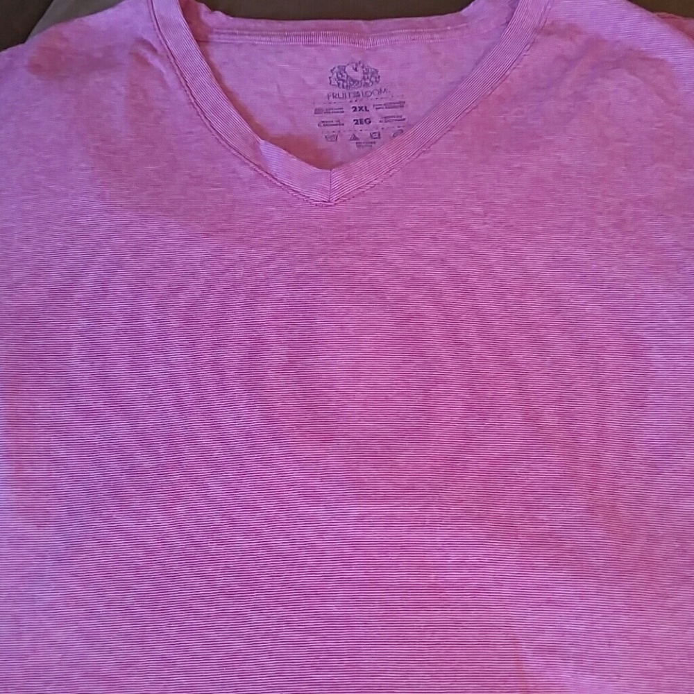 Pink and White V Neck T-shirt