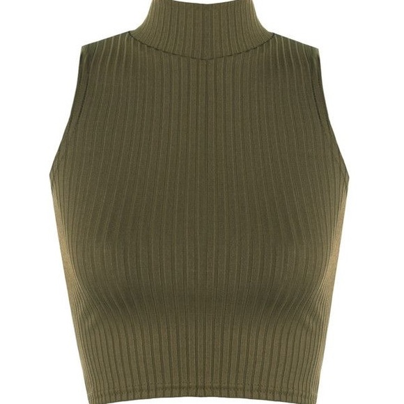 American Eagle Outfitters Tops - 📦3/$25📦💫AE green ribbed mock neck crop top