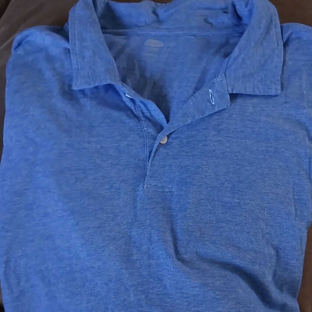 Blue and White Striped Polo