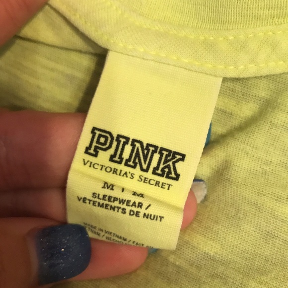 PINK V-Neck in Lime Green - Picture 2 of 2