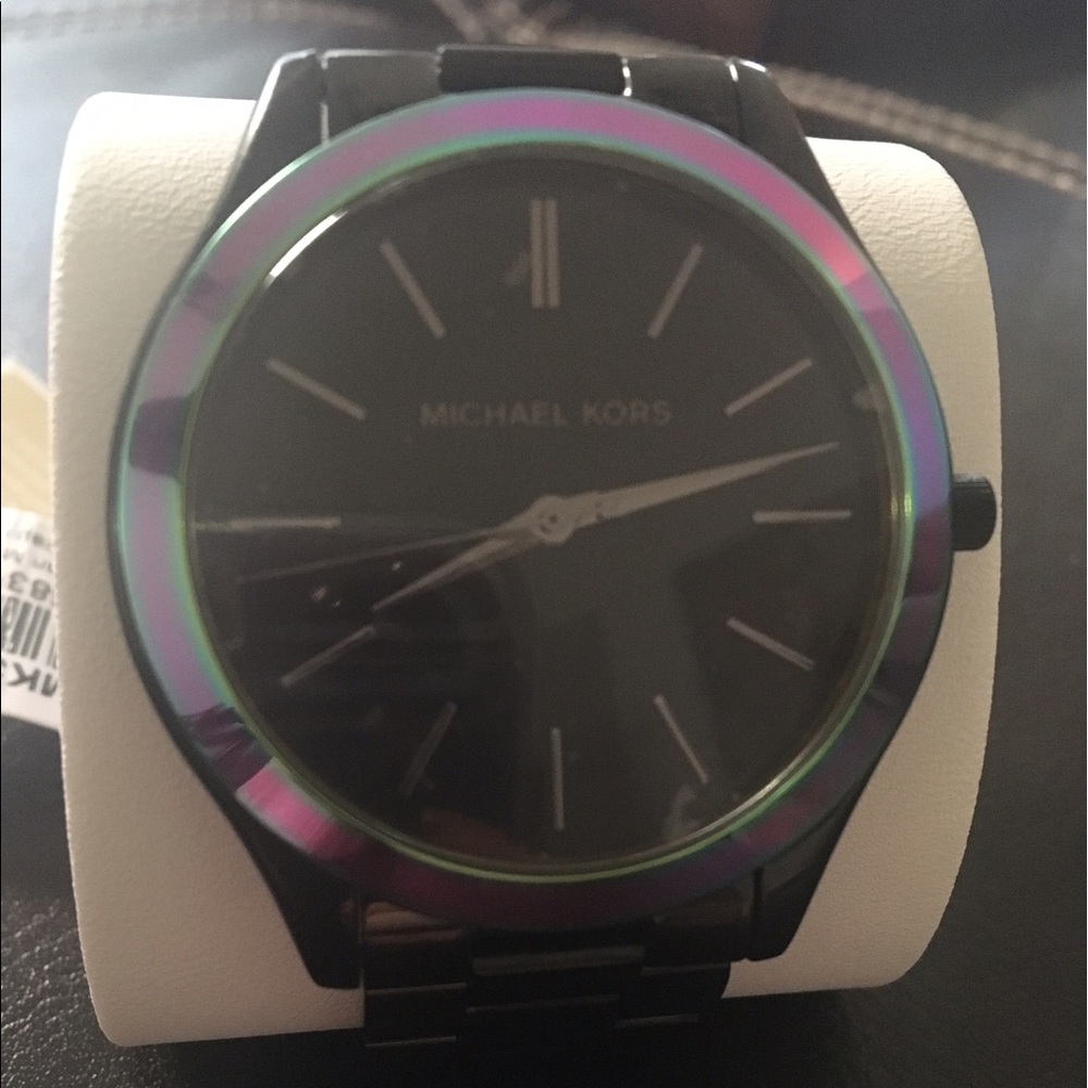 New Micheal kors iridescent slim runway watch