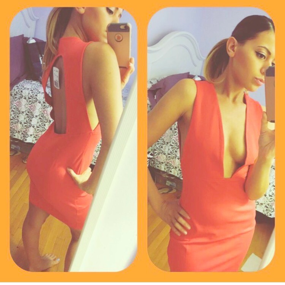 New Orange Open Front/Back Dress Never Used!!