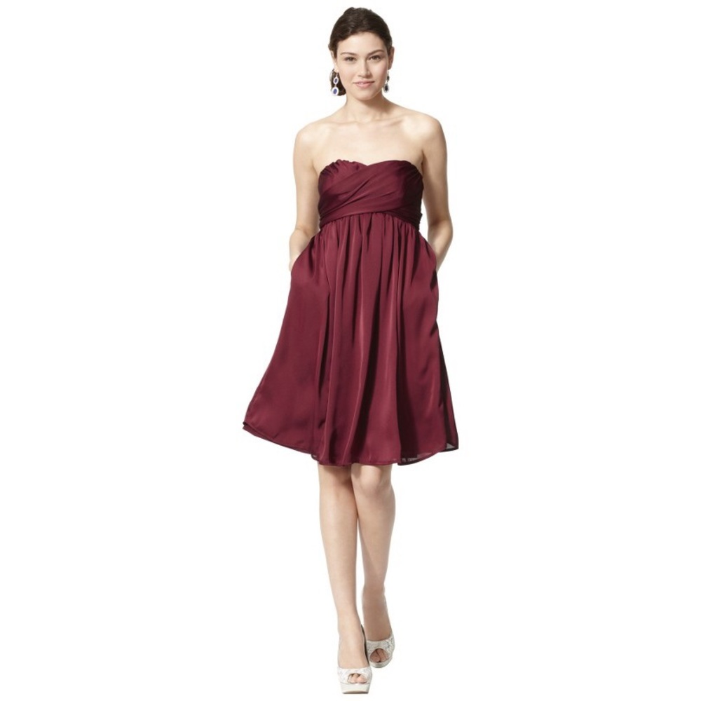 TEVOLIO™ Women's Satin Strapless Dress Red Wine