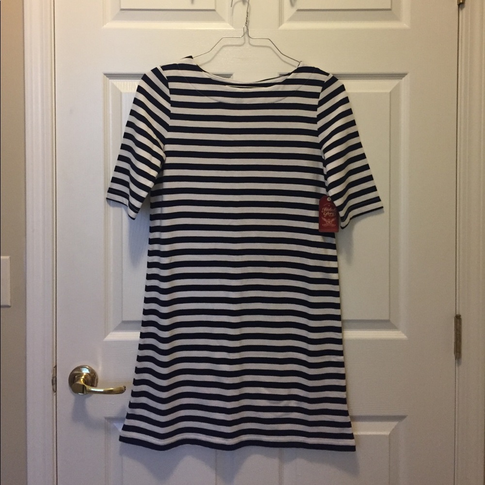 Navy blue and white strip dress