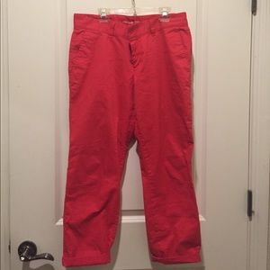 Cropped Girlfriend Khakis; Coral