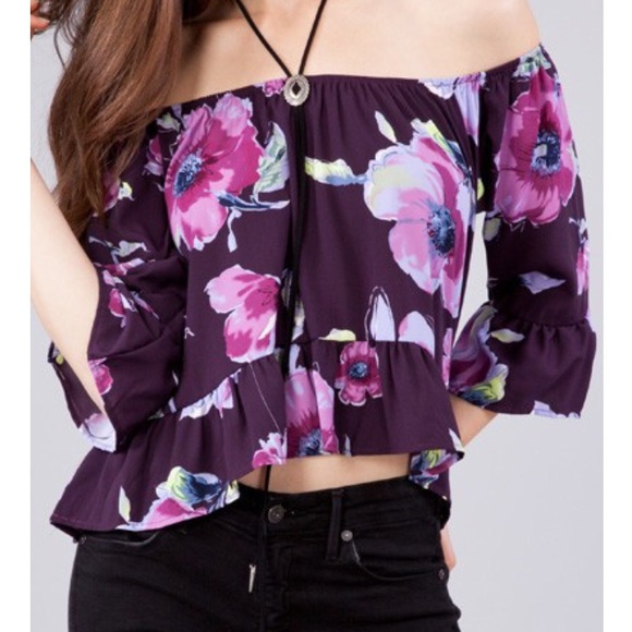 ❗️S-M Sexy purple off Shoulder top - Picture 2 of 5