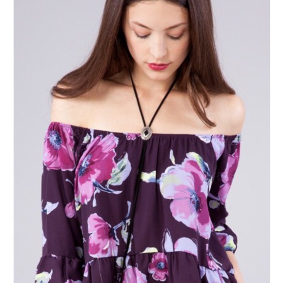 ❗️S-M Sexy purple off Shoulder top - Picture 3 of 5