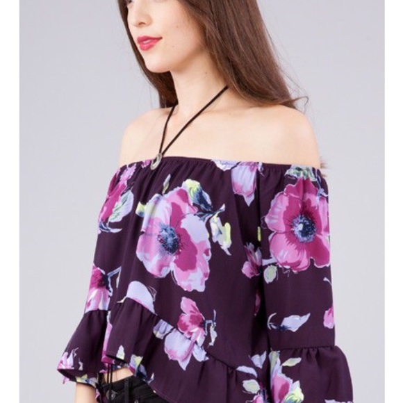 ❗️S-M Sexy purple off Shoulder top - Picture 4 of 5
