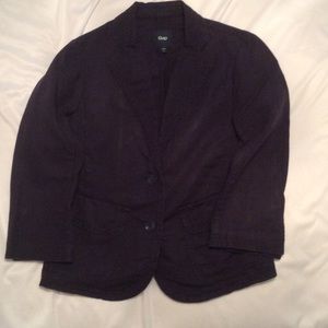 Linen blend navy 3/4 sleeve jacket