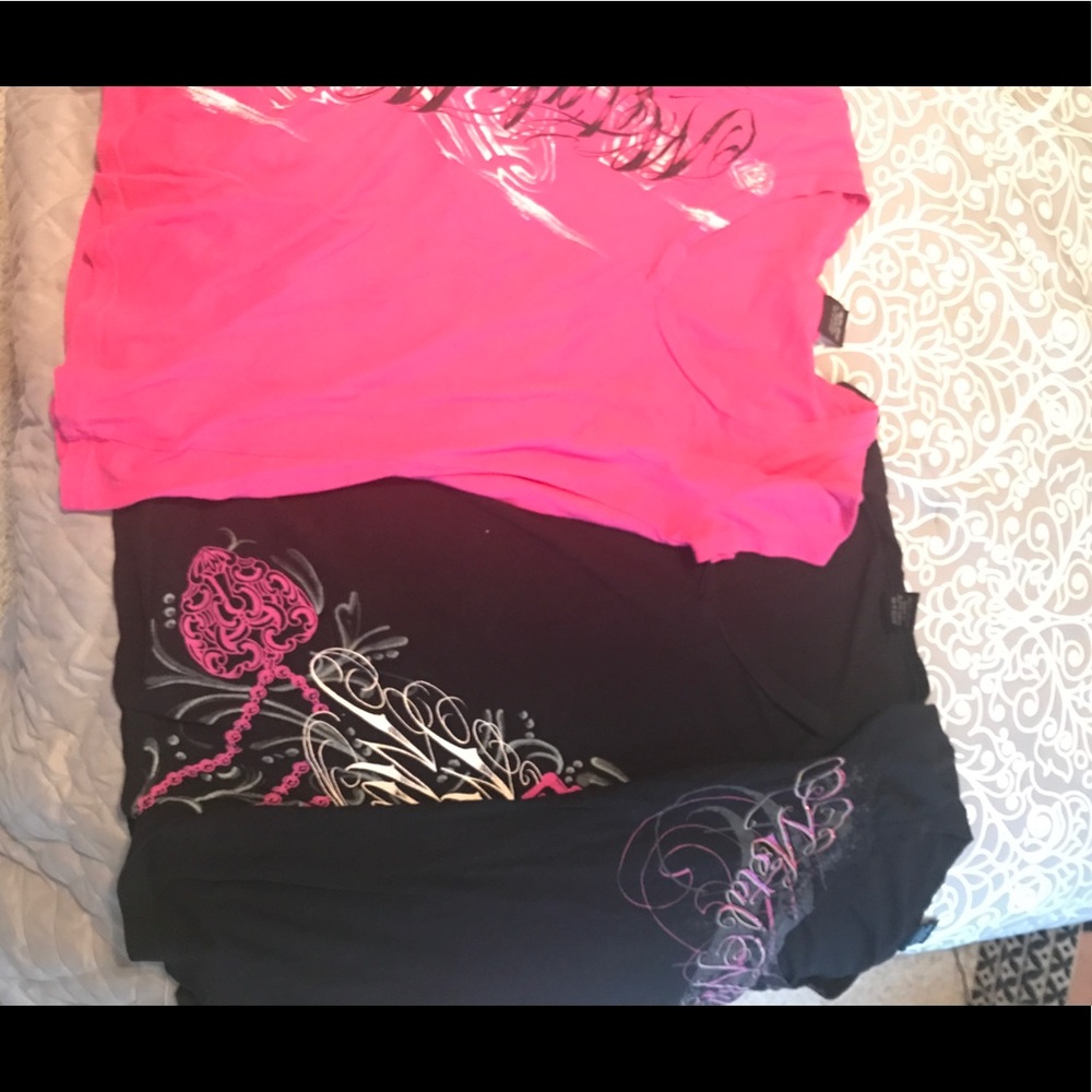 Three metal mulisha shirts.