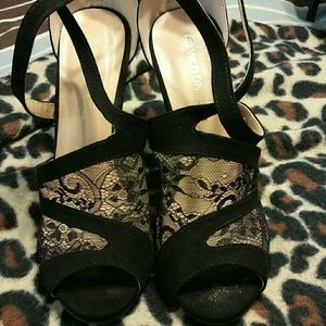 Black lace heels
