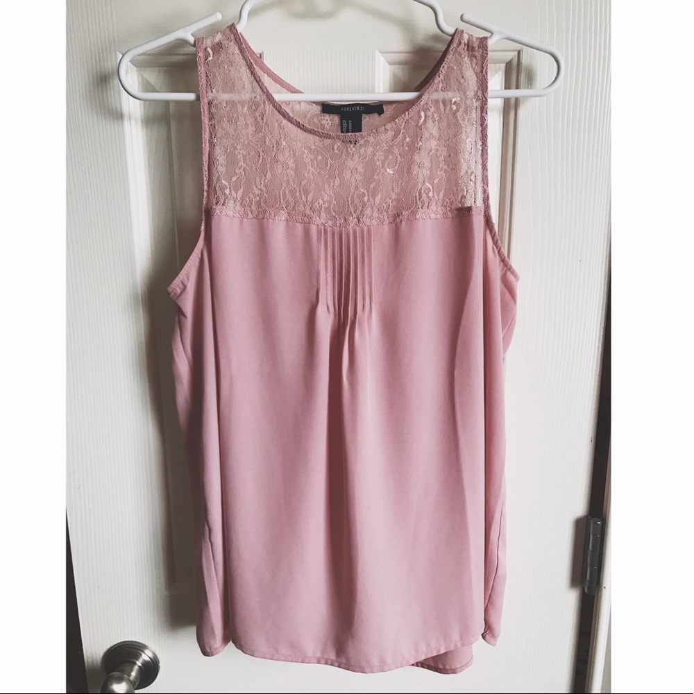 pink forever 21 lace tank top