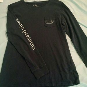 Long Sleeve Whale Graphic Pocket Tee