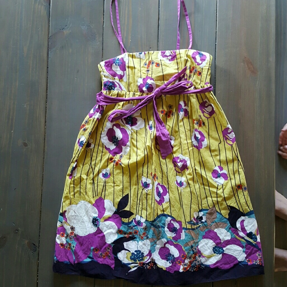 Boutique Flowy Floral and Stripe Dress