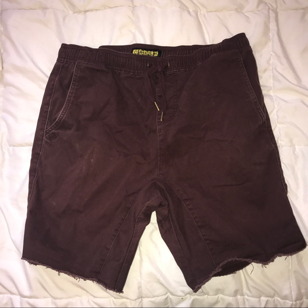 Burgundy jean shorts