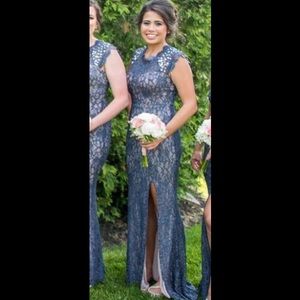 🔥Gorgeous!  Navy and lace dress David's Bridal