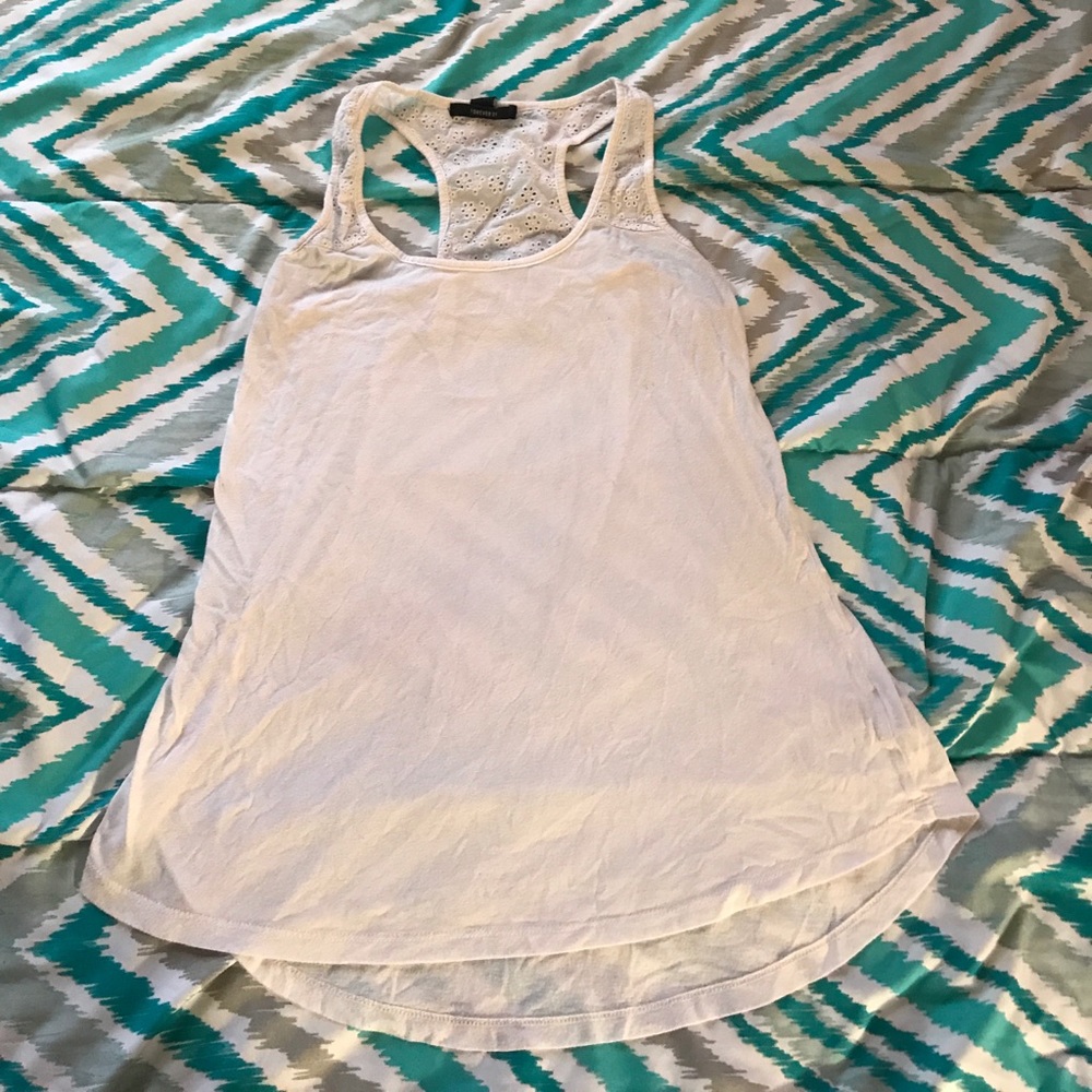 White, lace-top tank