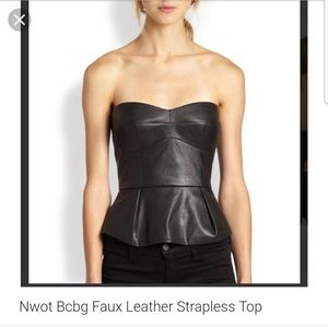 BCBB Vegan Leather Strapless Top