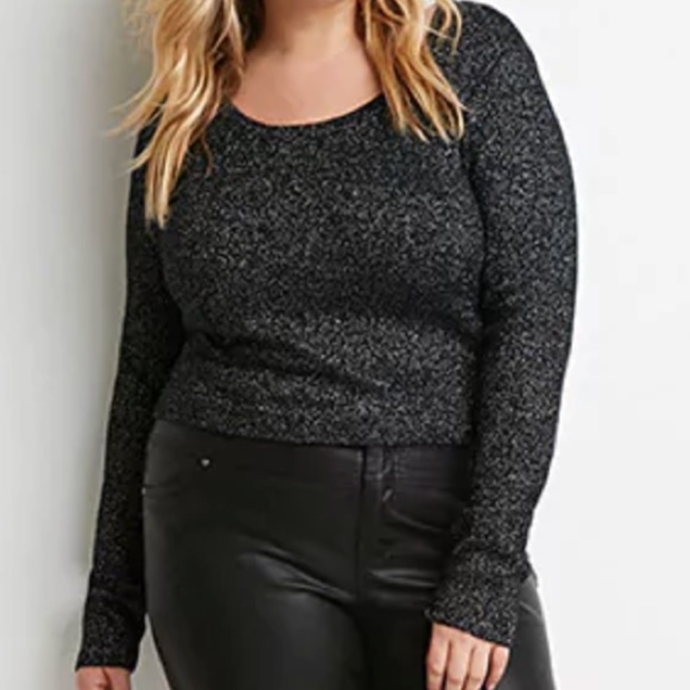 Forever 21 Plus Size Metallic Black/Silver Top 3X