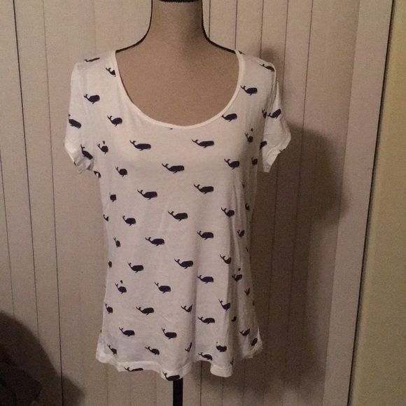 Wonder Tops - Tee shirt with whales and hearts size Large