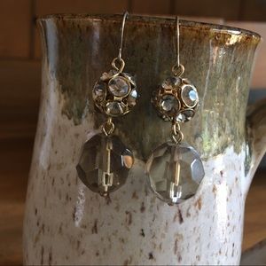 J Crew Earrings, brown and clear crystal.