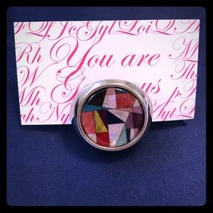 Mother-of-pearl patchwork art business card holder