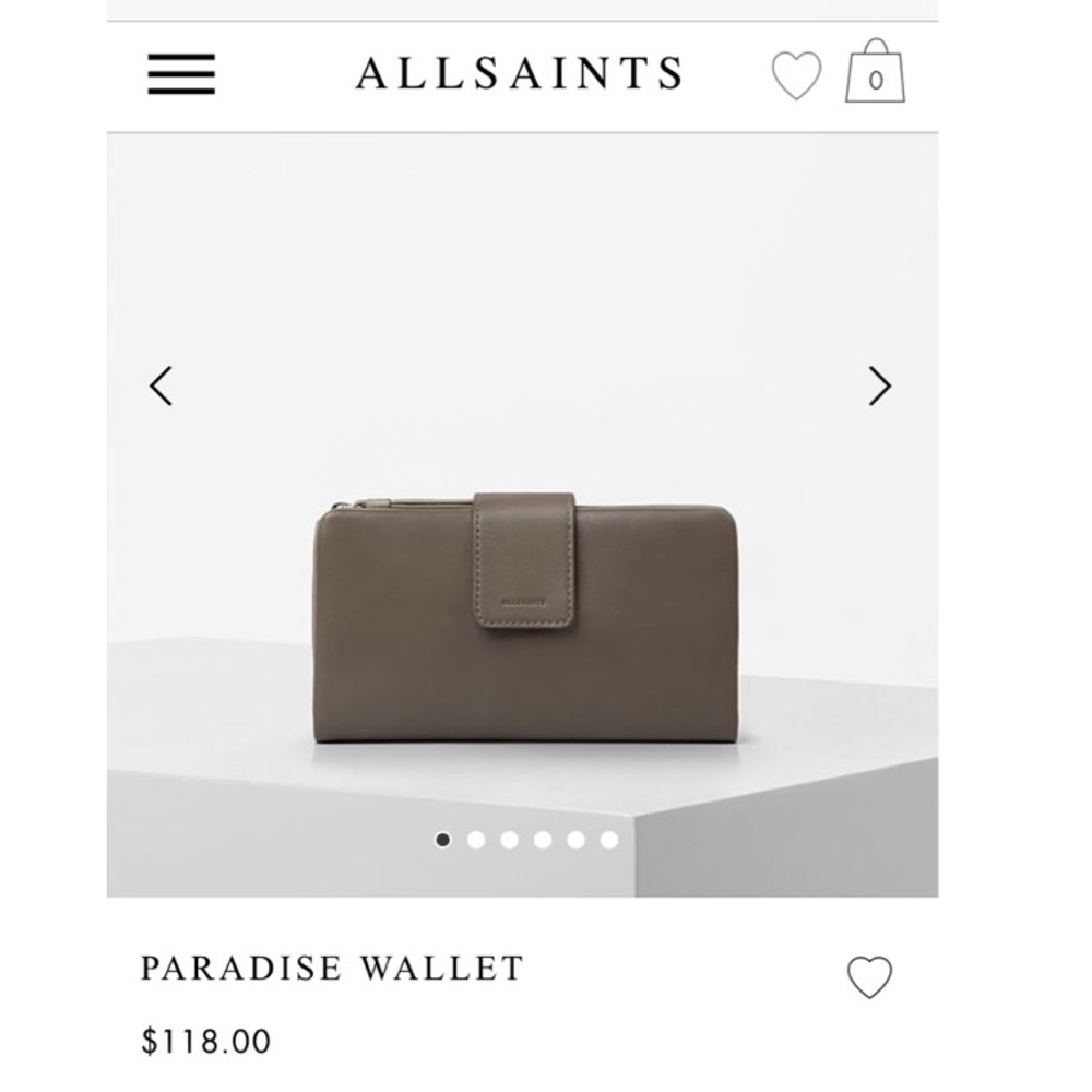 AllSaints Paradise Wallet in Ash Grey