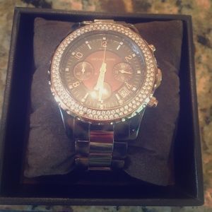 Michael Kors rose gold and tortoise watch