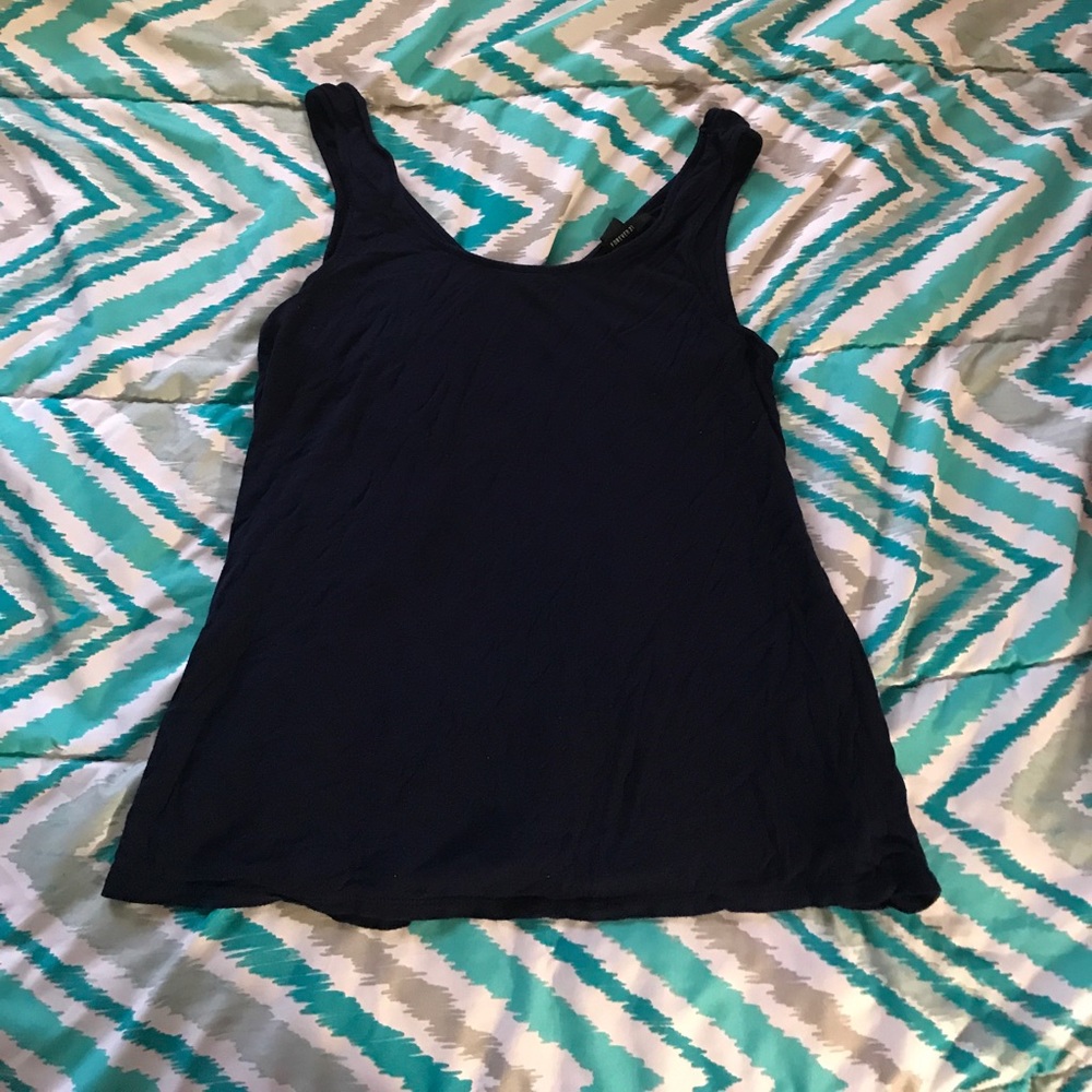 Navy blue tank top with lace back
