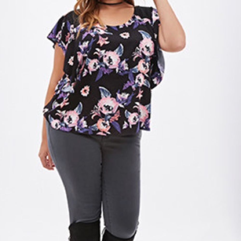 Forever 21 Plus Size Floral Print Top 2XL
