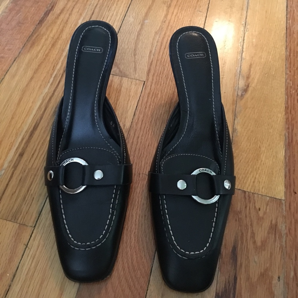 Coach heeled mules!