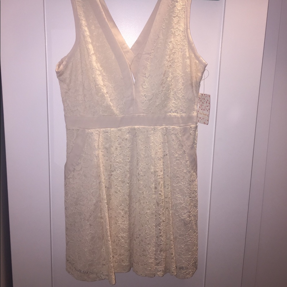 Free people cream lace mini dress