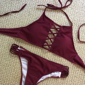 Burgundy swimsuit