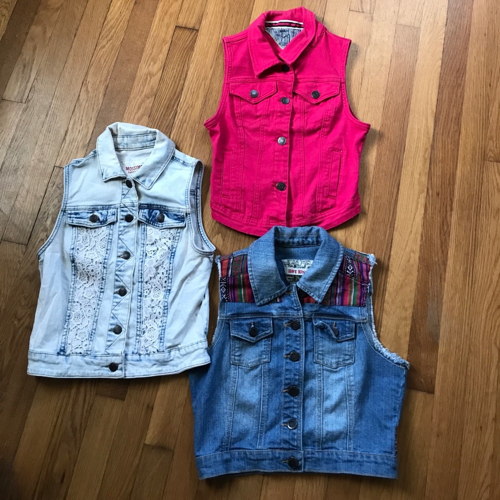 Bundle of denim vests