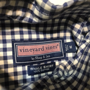 Men's Vineyard Vines Navy Gingham Whale Shirt Medi