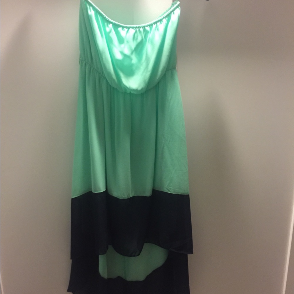 High low strapless dress