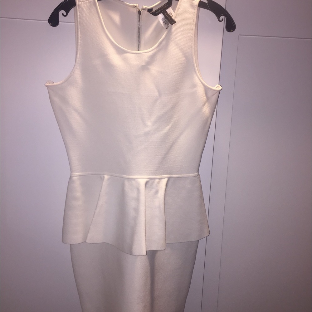 Stretchy white BCBG maxazria peplum dress