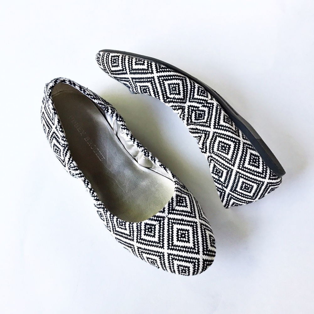 Audrey Brooke Cream White and Black Ballet Flats