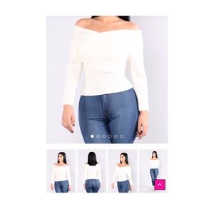 Fashion Nova Criss cross Ivory sweater