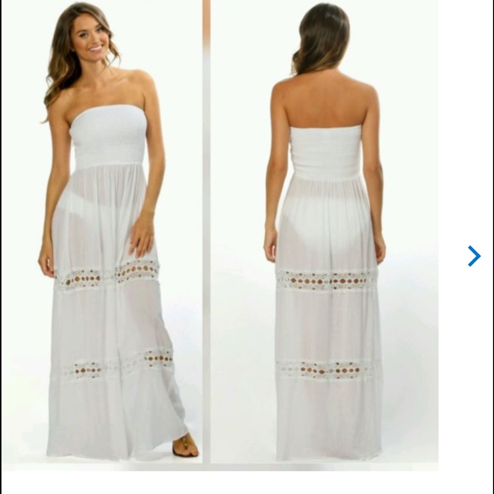 La Blanca white cotton/crochet "intuition" maxi