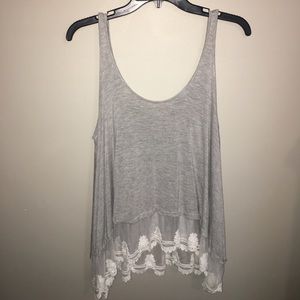 size M light grey tank top with lace trim