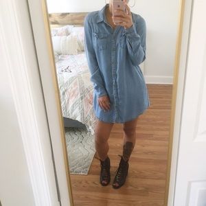 Oversized denim shirt