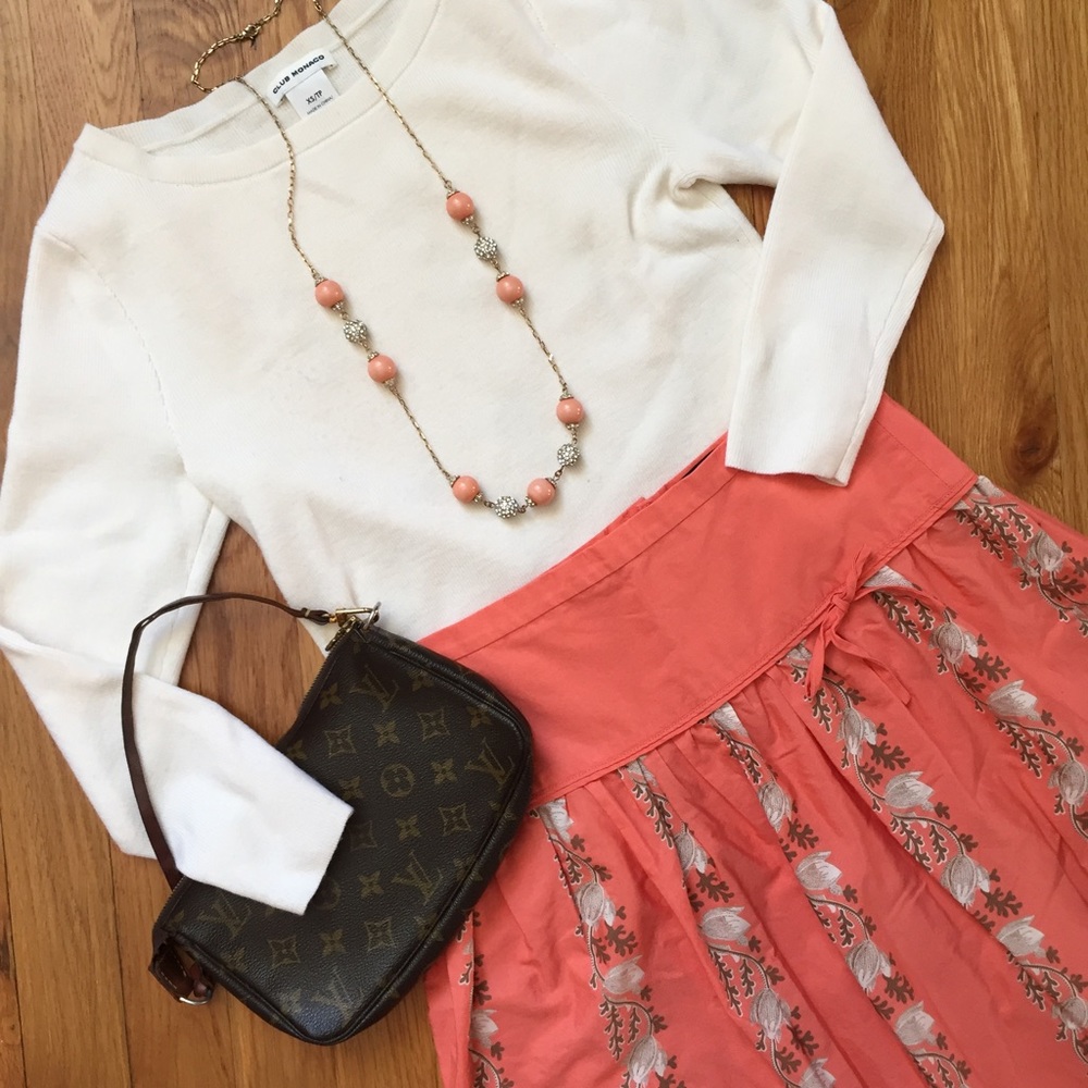 J. Crew lovely orange/coral skirt with flowers