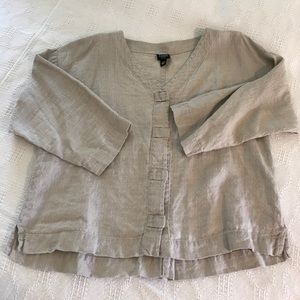 Eileen Fisher Petite Medium Linen Button Down Top