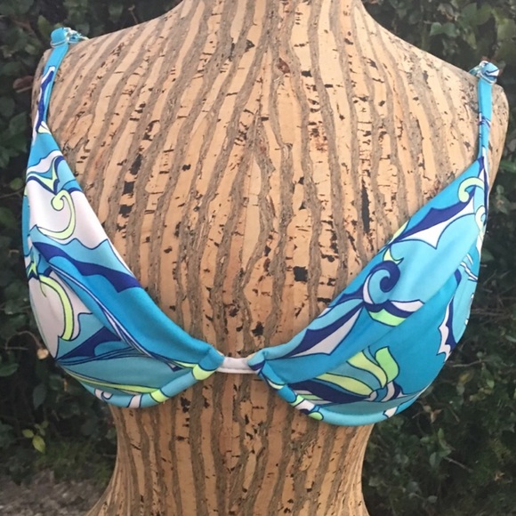 Navy Green Watercolor Bikini Swimsuit - Picture 2 of 4