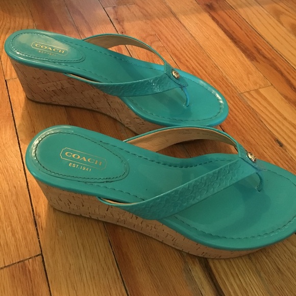 Coach turquoise cork wedge sandal! - Picture 2 of 4