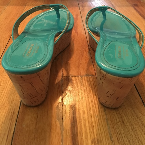 Coach turquoise cork wedge sandal! - Picture 3 of 4