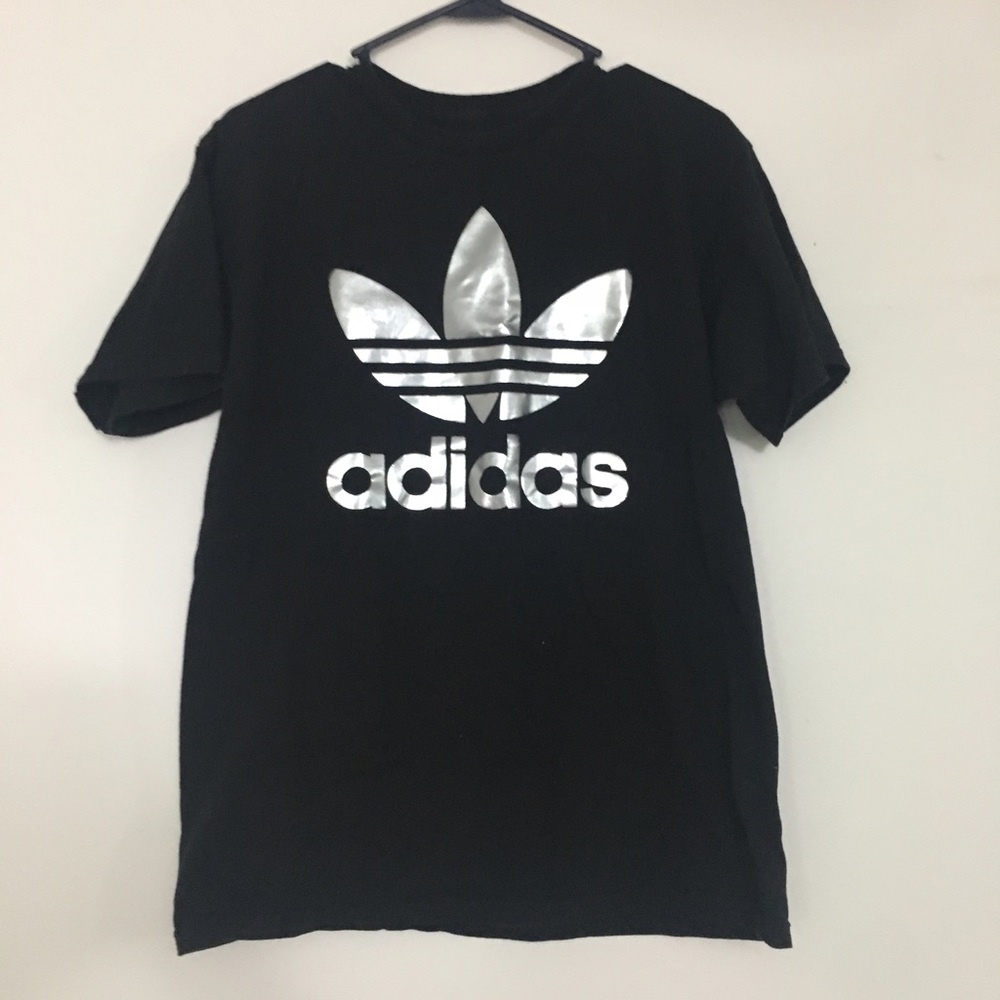 Black and Silver Trefoil Adidas T-Shirt