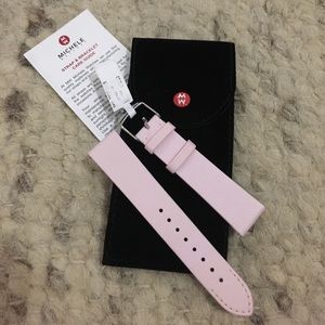 Michele Watch Satin Pink Leather Strap - 18mm